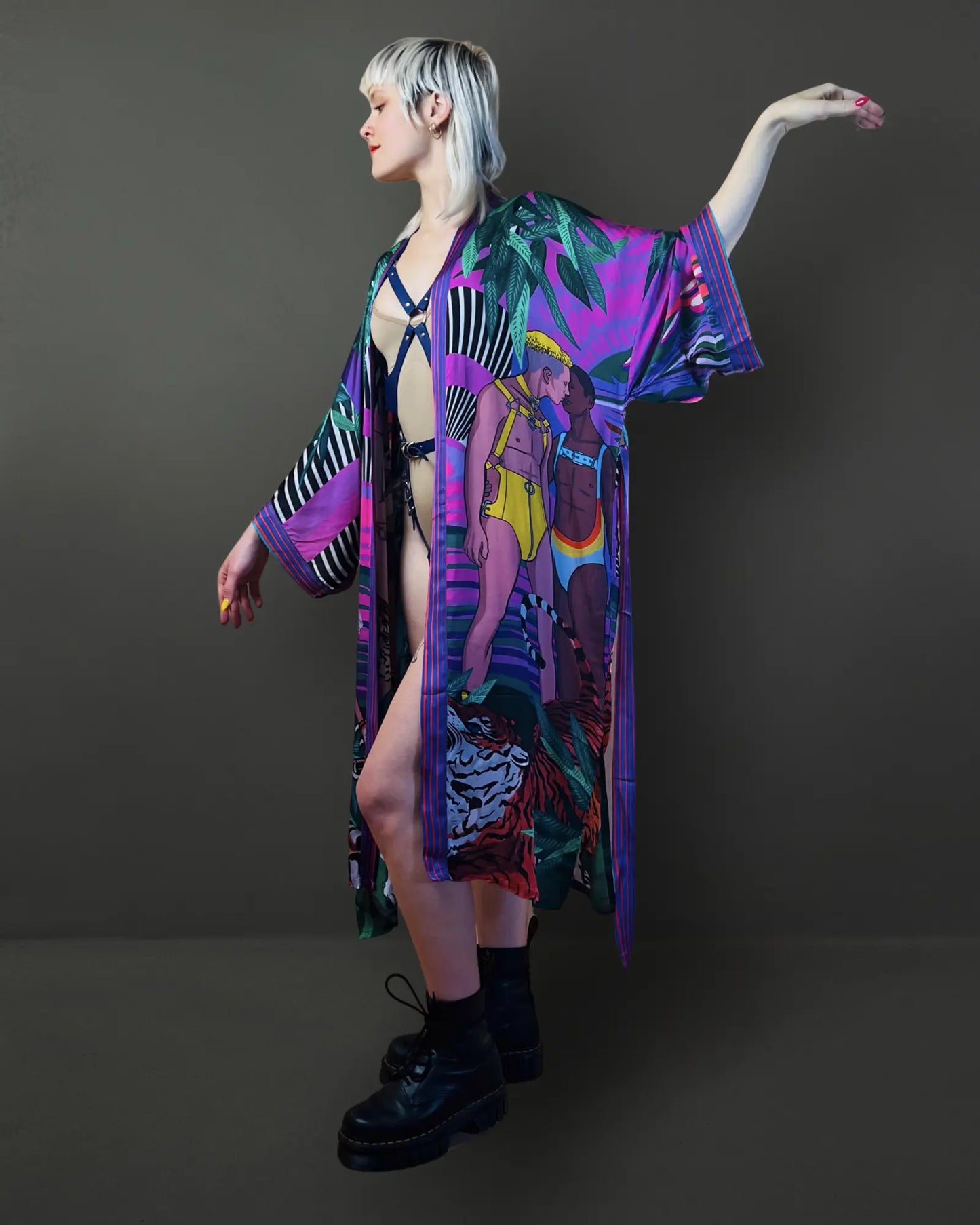 Jungle of Eden Kimono Purple Qinkimo