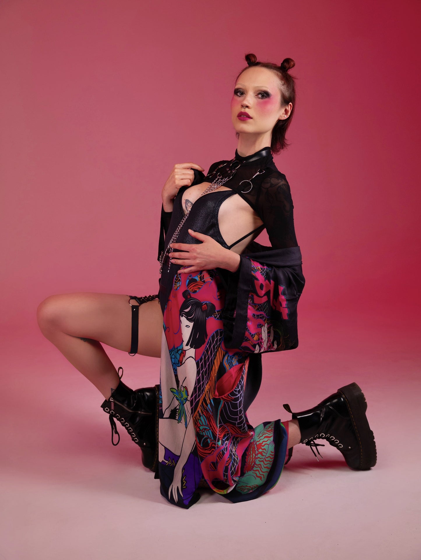 Playpunk Kimono Black – Kimono with Hand Drawn Paintings Qinkimo