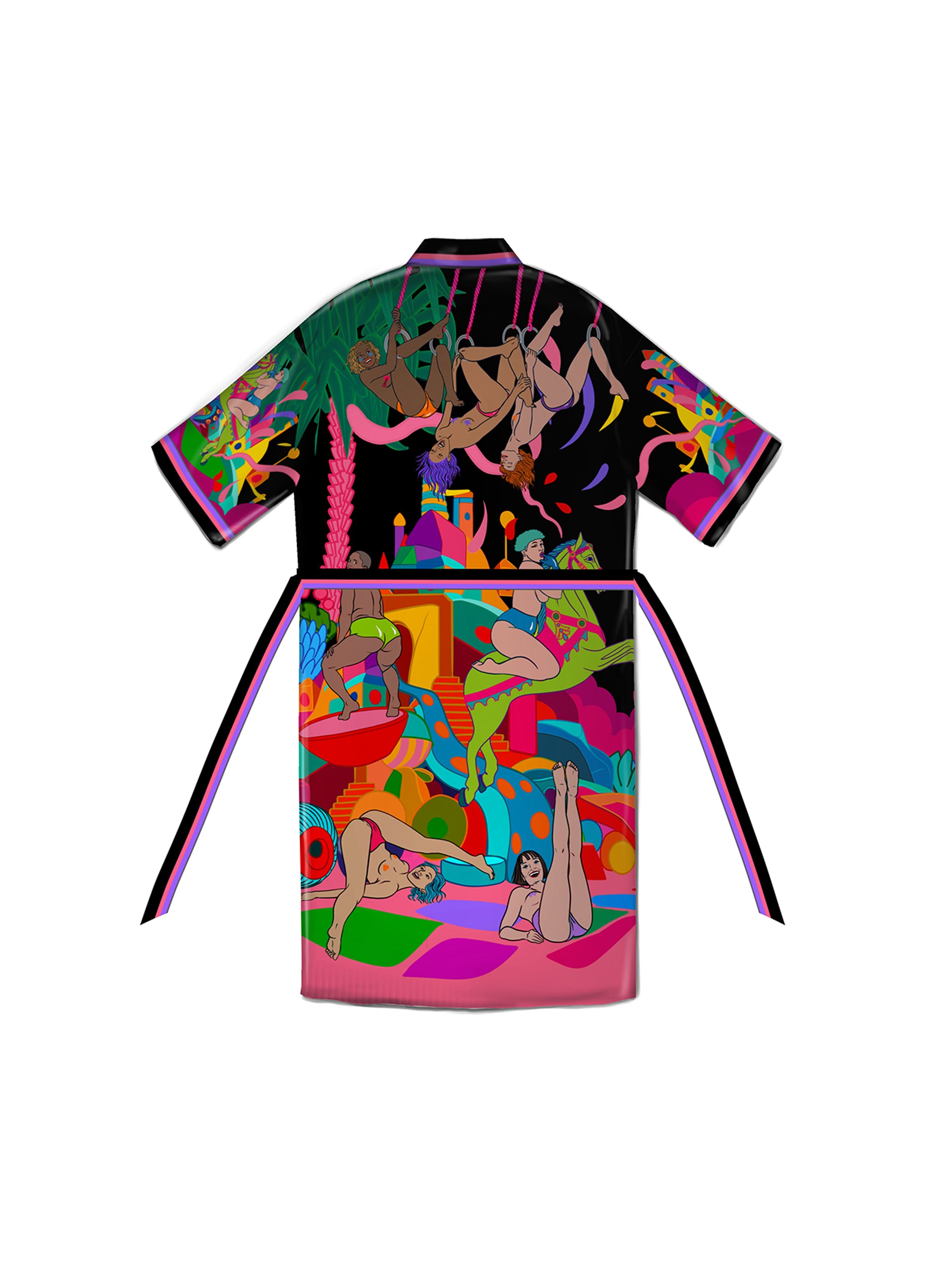 Girls Kimono Black - Kimono with Hand Drawn Paintings - Qinkimo