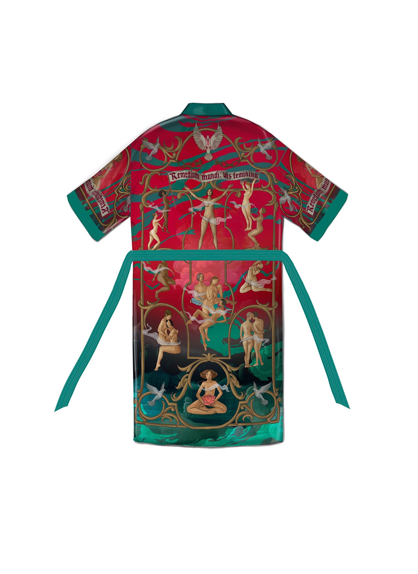 Close-up of hand-painted design and silky sustainable texture back side