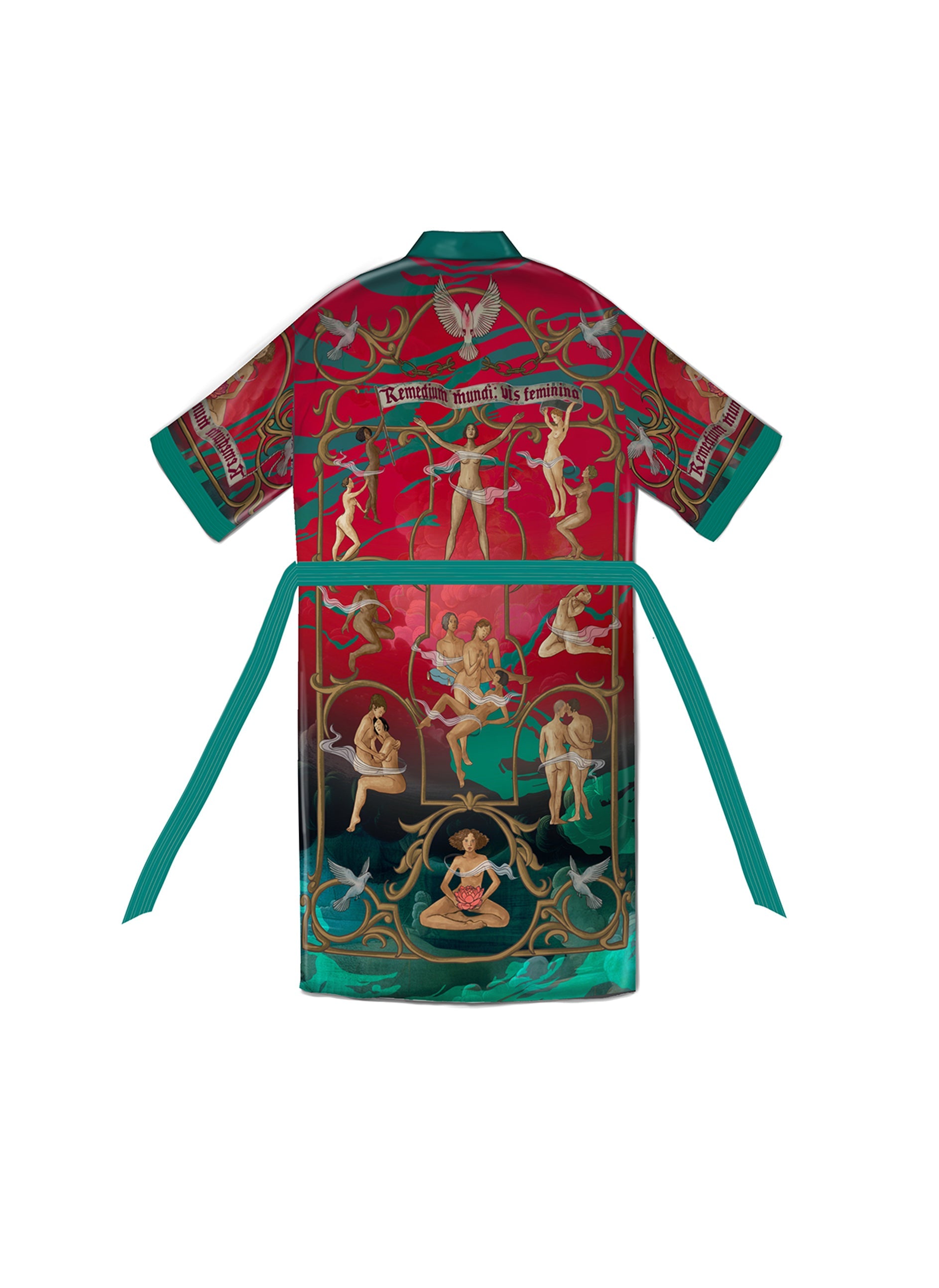 Close-up of hand-painted design and silky sustainable texture back side